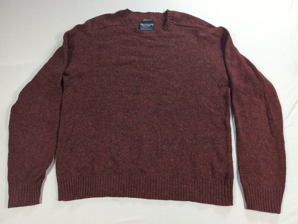 VTG American Eagle Outfitters Maroon Wool Crewneck Sweater Slim Fit L Wool Blend